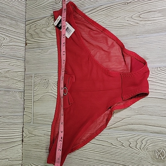 Body Form Red See Thru Bikini Style Panty Bow Detail Womens Plus Size 3X NWT - Picture 7 of 8
